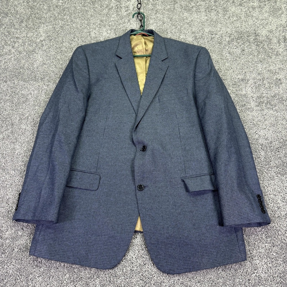 IZOD Sport Coat Mens 46L Blue 2 Button Blazer Lined Business Formal Preppy City